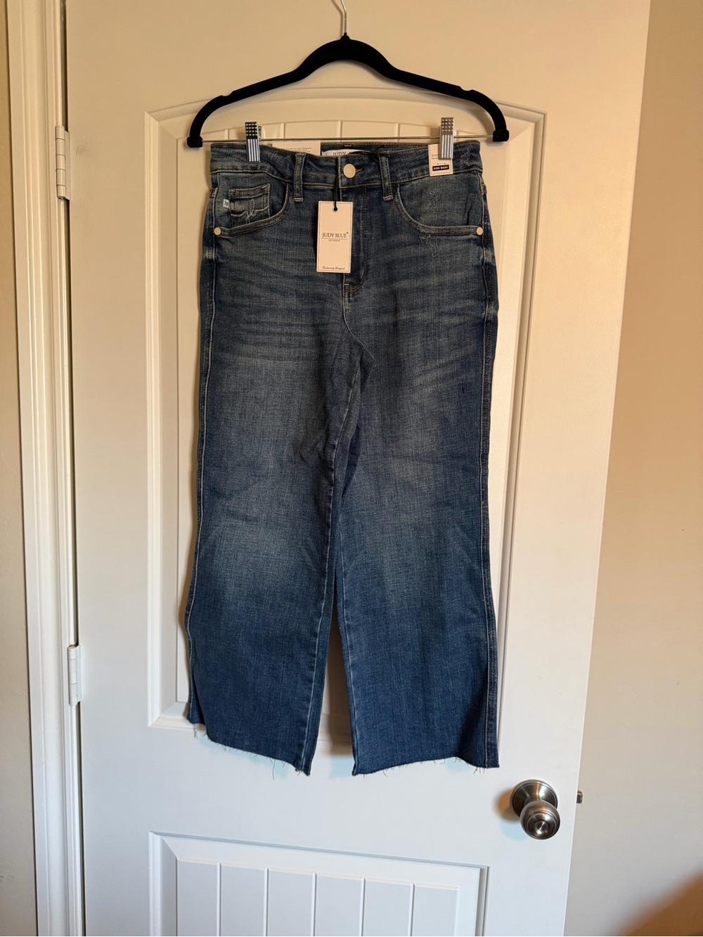 Judy Blue High Waist Wide Leg Crop Jeans Dark Blue Size 3/26 NWT JB88612